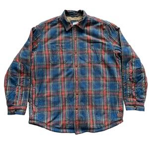 L.L Bean Sherpa Lined Plaid‎ Snap Buttun-Up  Size: Large